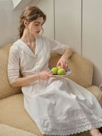 Laura 100% Cotton White Midi Dress